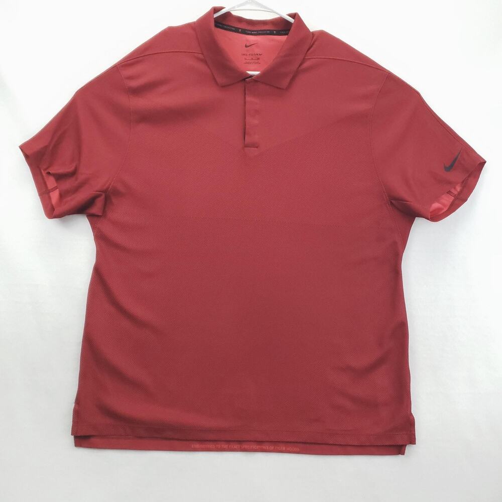 Nike Tiger Woods Collection Shirt Mens XL Red Golf Dri-FIT ADV Performance Polo